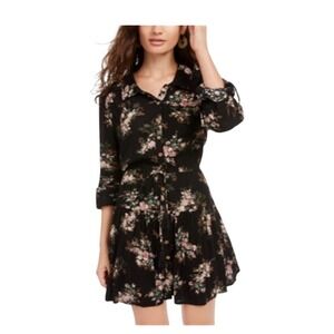 American Rag Floral Print Romper Sz Medium Front-Tie Roll Sleeve‎
